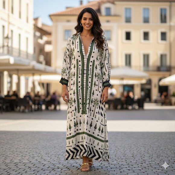 Shane Falguni peacock dress small long sleeve graphic - Picture 1 of 16